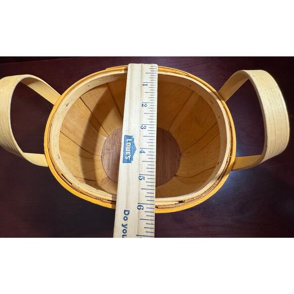 Wooden Happy Harvest Basket Fall Decoration 6" Tall 6.5" Diameter - Picture 8 of 10